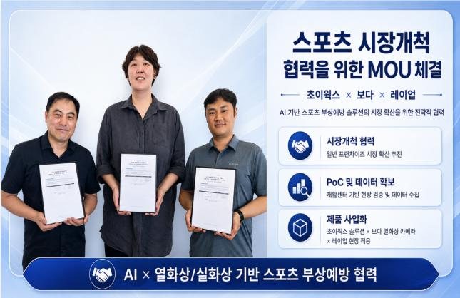 초이웍스·보다·레이업 3사 스포츠 시장개척 협력 MOU 체결 사진